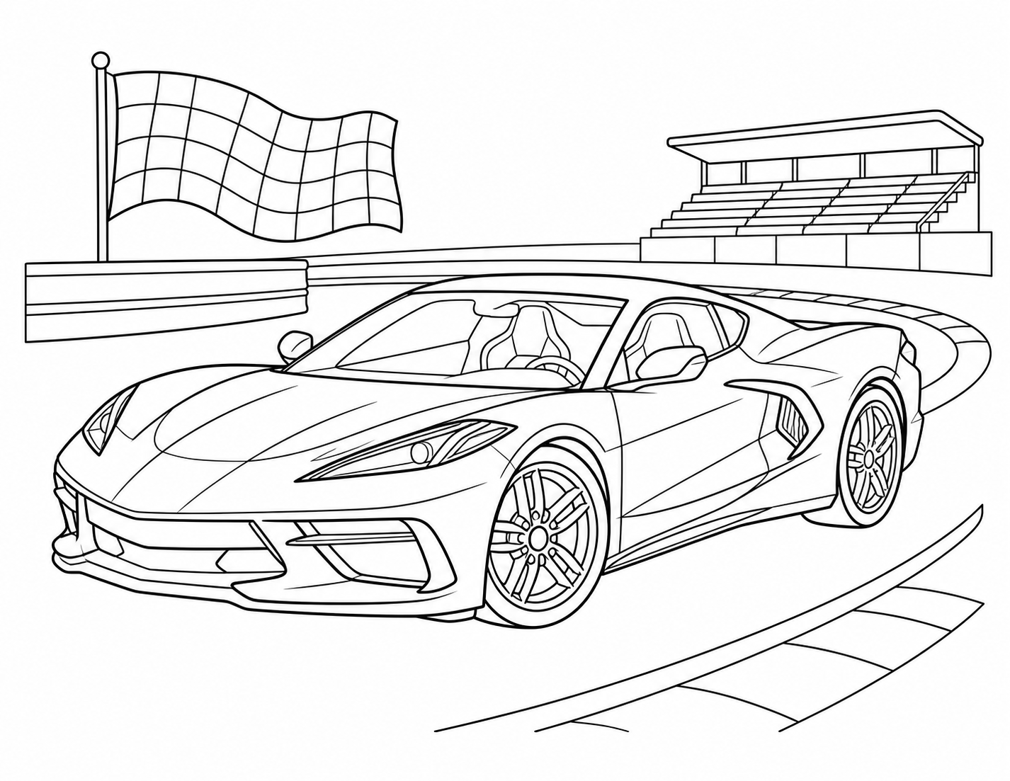 Corvette racetrack coloring page preview